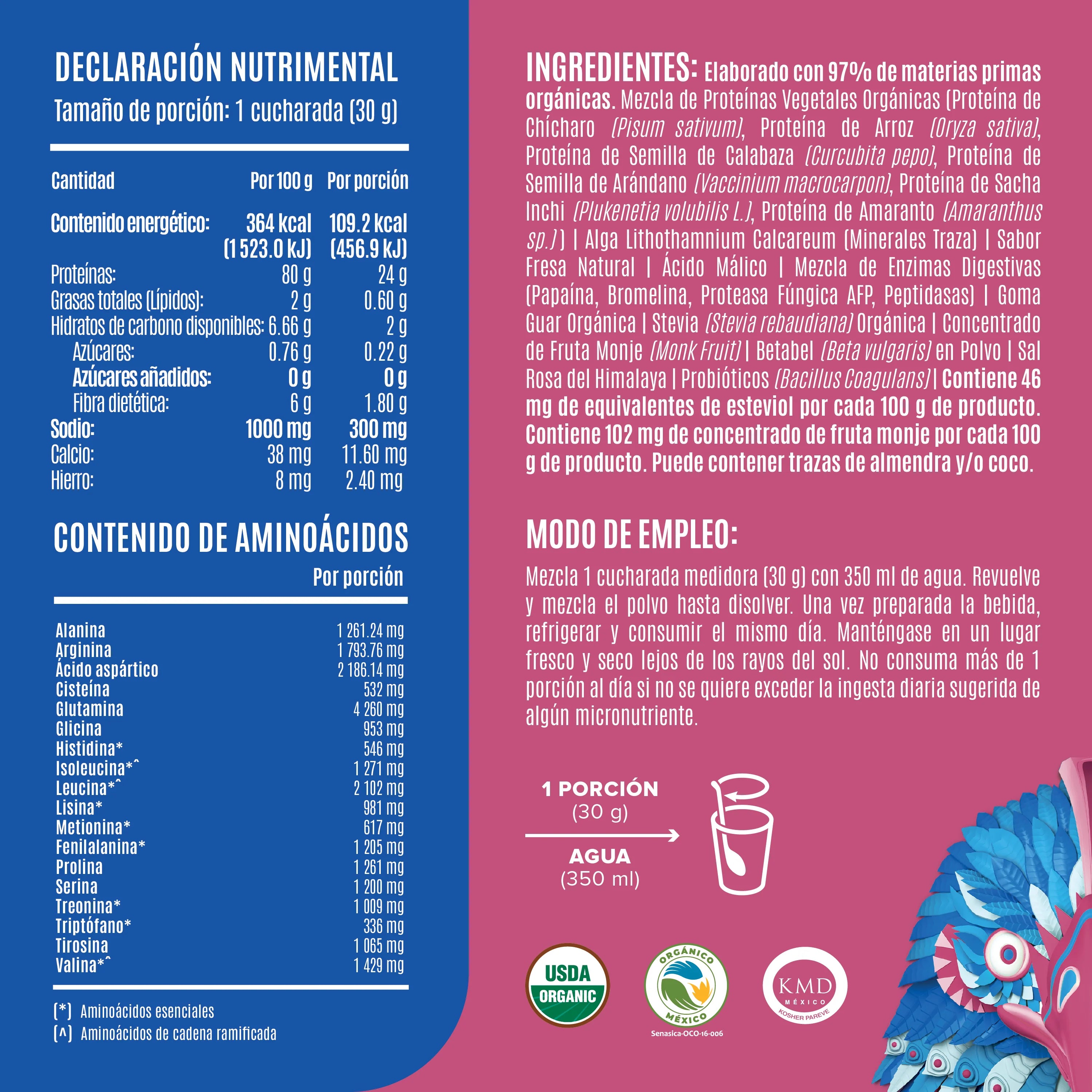 Falcon Proteína Fresa 1.17 kg - 39 Servicios