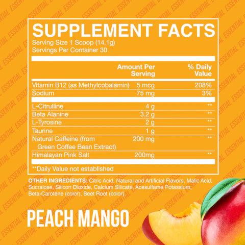 RAW CBUM ESSENTIAL 30 SERV PEACH MANGO